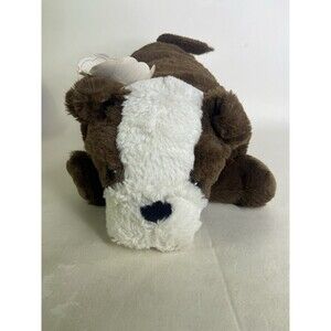 Little Miracles Puppy Bull Dog Folded Pillow Stuffed Plush Folding Brown White